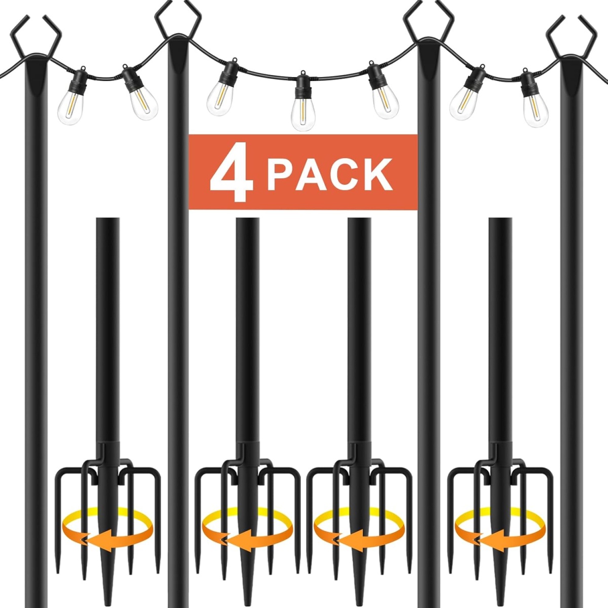 AILBTON 10Ft String Light Poles 4 Pack